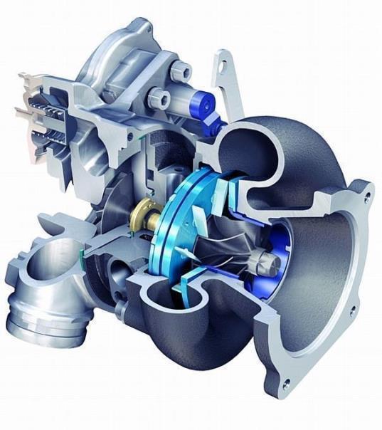 Turbolader mit variabler Turbinengeometrie des Porsche 911 Turbo.